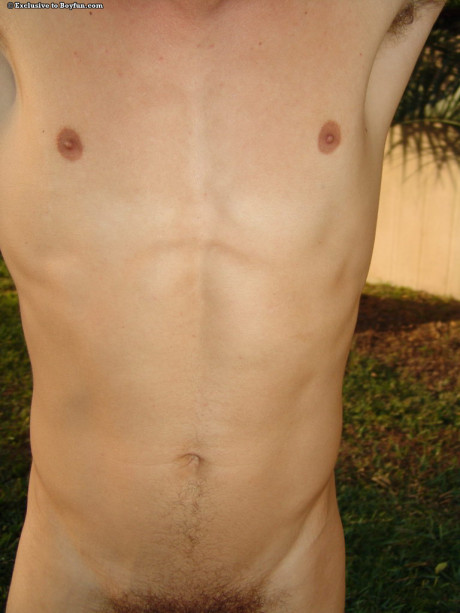 Brunette gay Justin shows his hot muscles and massive silky rod outdoors - #250386