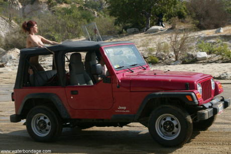 Attractive MILF with amazing titties Sasha Monet gets tied naked to a Jeep #15076