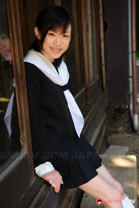 Japanese coed Aoba Itou exposes her twat while wearing a school uniform - #299438