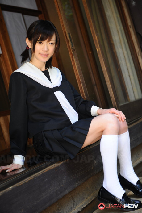 Japanese coed Aoba Itou exposes her twat while wearing a school uniform - #299441