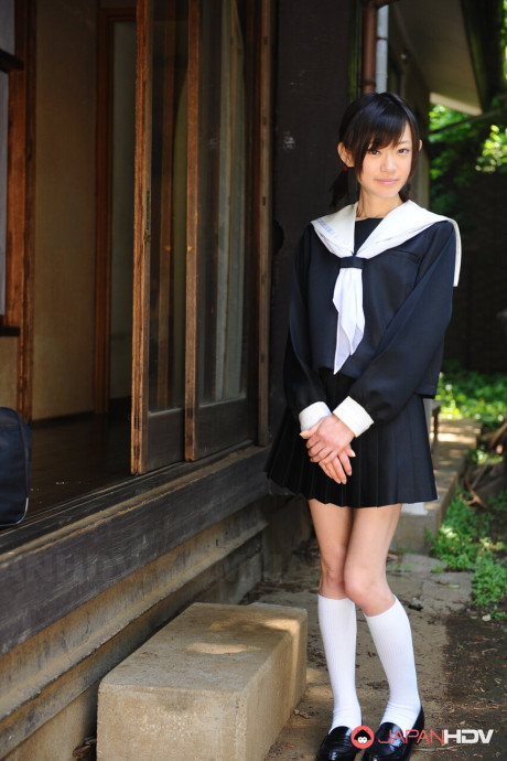 Japanese coed Aoba Itou exposes her twat while wearing a school uniform - #299443
