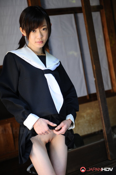 Japanese coed Aoba Itou exposes her twat while wearing a school uniform - #299446