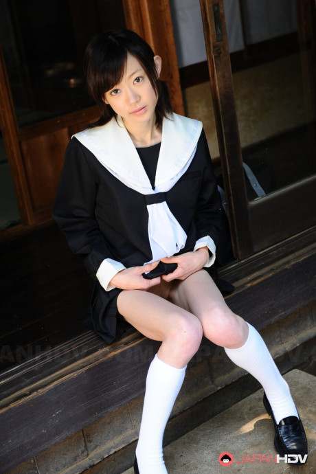Japanese coed Aoba Itou exposes her twat while wearing a school uniform - #299447