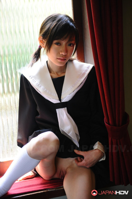 Japanese coed Aoba Itou exposes her twat while wearing a school uniform - #299452