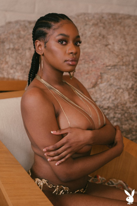 Fine ebony babe Nyla strips and flaunts her incredible giant boobies & bushy snatch - #54694