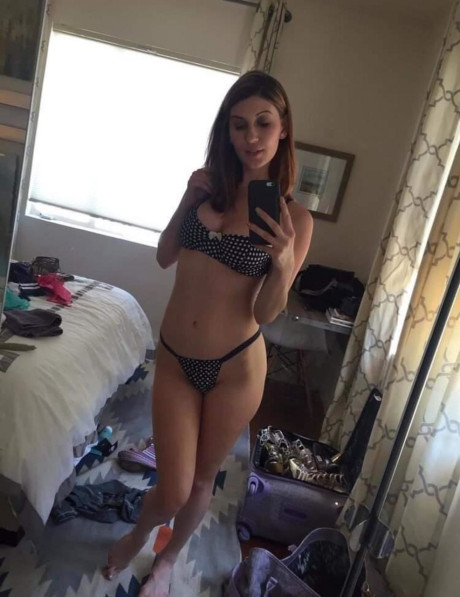 Pretty babe takes pretty nudes showing her sexy tasty melons & her shaved vagina - #58419