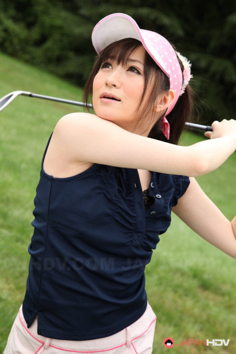 Japanese girl girlfriend woman Michiru Tsukino gets nude while playing a game of golf - #269655