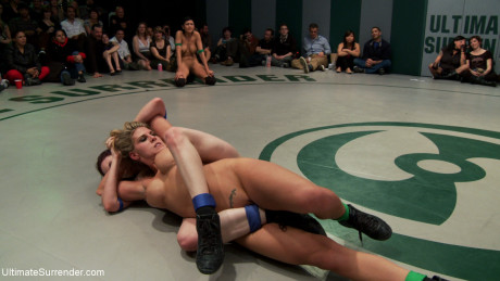 Cruel lesbian wrestlers show their charming curvaceous bodies while fighting - #303222