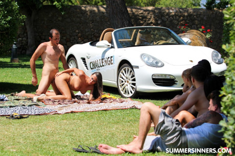 Sleazy amateur Mea Melone gets a pussy licking & a nasty dicking in public - #53269