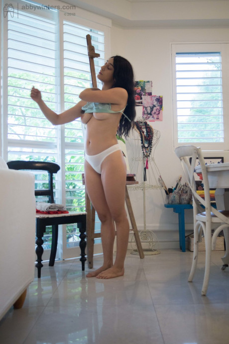 Fine amateur Violet R reveals underarm hair & firm butt while getting dressed - #285405