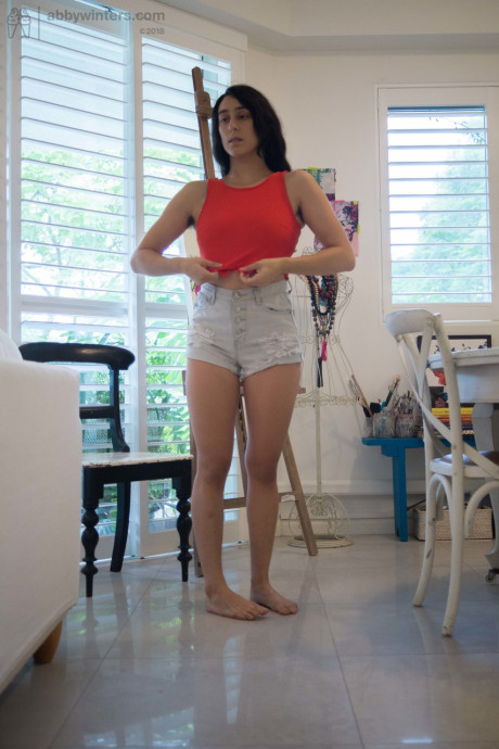 Fine amateur Violet R reveals underarm hair & firm butt while getting dressed - #285416