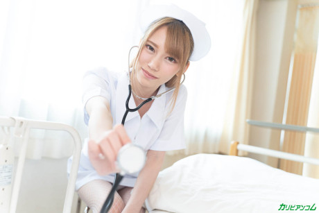 Sleazy chinese nurse Yui Kisaragi lets a patient finger her pussy and fuck her - #24061
